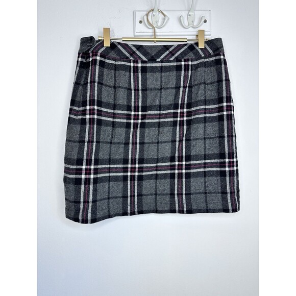 Eddie Bauer Skirt Womens Medium 6 Gray Plaid Tartan Wool Blend Lined Mini Winter - Picture 5 of 9